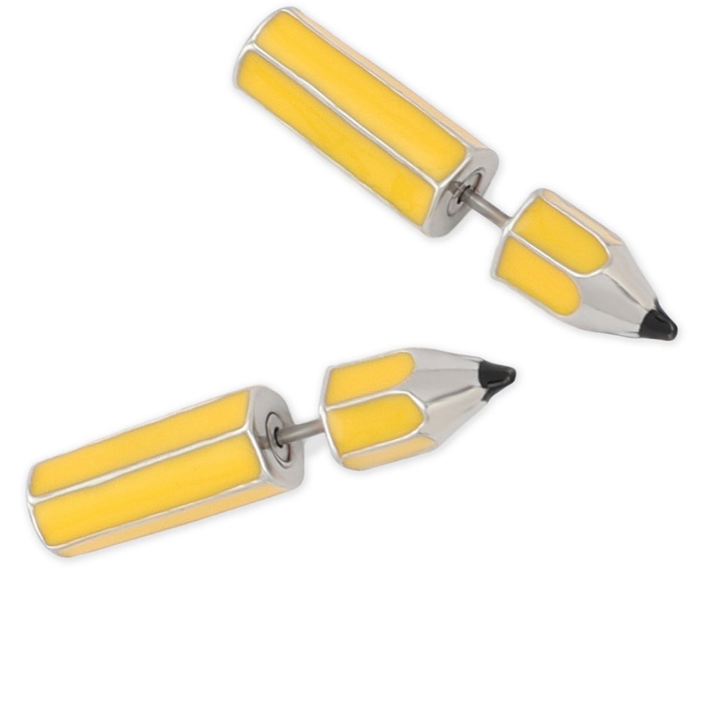 New Betsey Johnson Yellow Straight Pencil Front Back Earrings